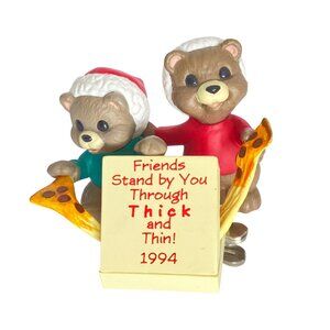 1994 Hallmark Keepsake Friends Stand By You Bears Sharing Pizza Ornament Vintage